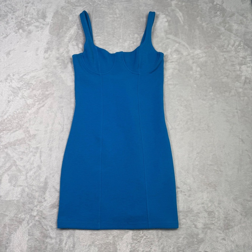 Zara‎ Womens Blue Sweetheart Neckline Bodycon Sleeveless Mini Dress S Stretch